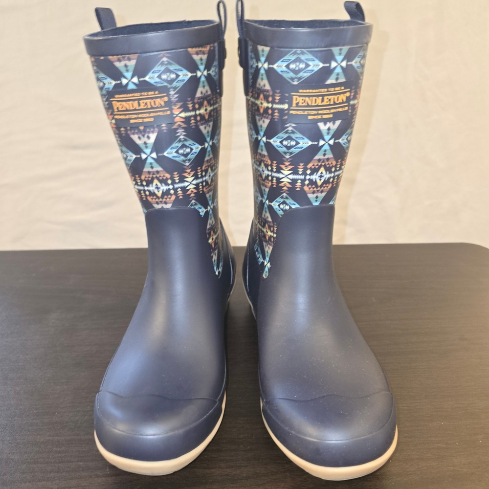 Pendleton Diamond Peak Mid Boot Size 7 Kids Navy Blue Geometric Tribal Rain Boot